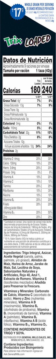 slide 7 of 14, Trix Loaded Cereal, Fruity Flavored Cereal With Artificially Flavored Vanilla Crème Filling, Made With Whole Grain, Large Size, 13 oz, 13 oz