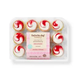 Spring Mini Strawberry Ribbon Cupcakes - 10oz/12ct - Favorite Day™