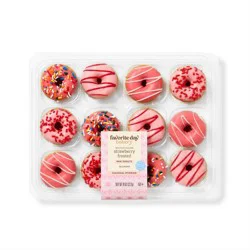 Spring Strawberry Frosted Mini Donuts - 8oz/12ct - Favorite Day™