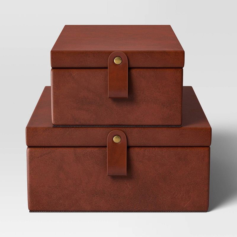 slide 3 of 4, Faux Leather Storage Box Set - Threshold™, 1 ct