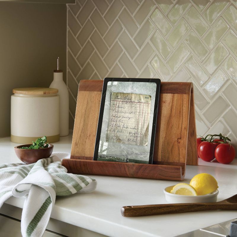 slide 2 of 3, Tablet and Book Stand Natural Wood - Threshold™, 1 ct