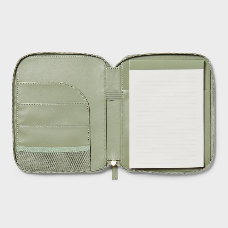 slide 3 of 3, Faux Leather Zip Tech Case 7"x9" - Green -Threshold™, 1 ct
