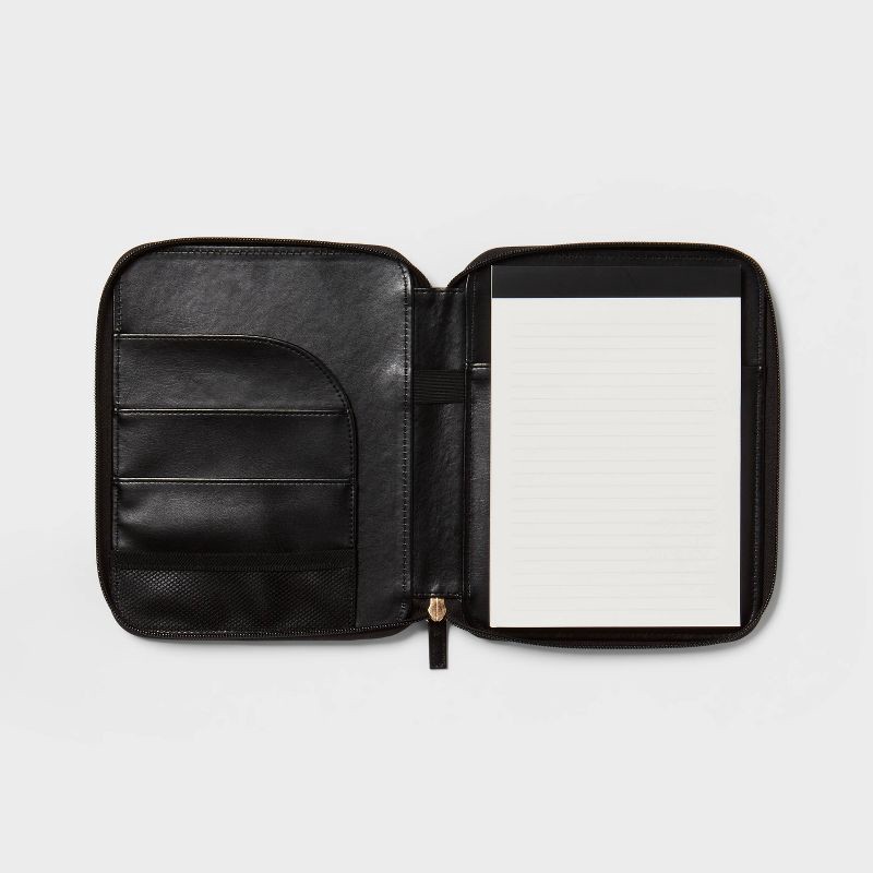 slide 3 of 3, Faux Leather Zip Tech Case 9.98" Ring Binder Black - Threshold™, 1 ct