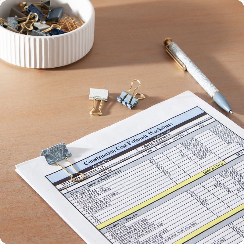 slide 2 of 6, U Brands 24ct Binder Clip Set Ornate Florals, 24 ct