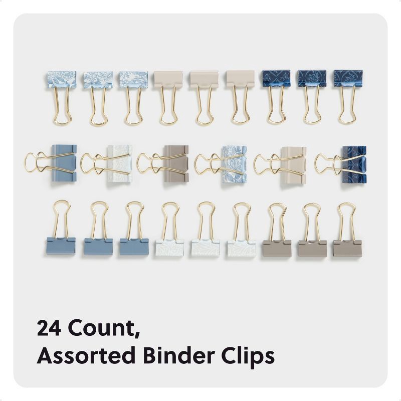 slide 3 of 6, U Brands 24ct Binder Clip Set Ornate Florals, 24 ct