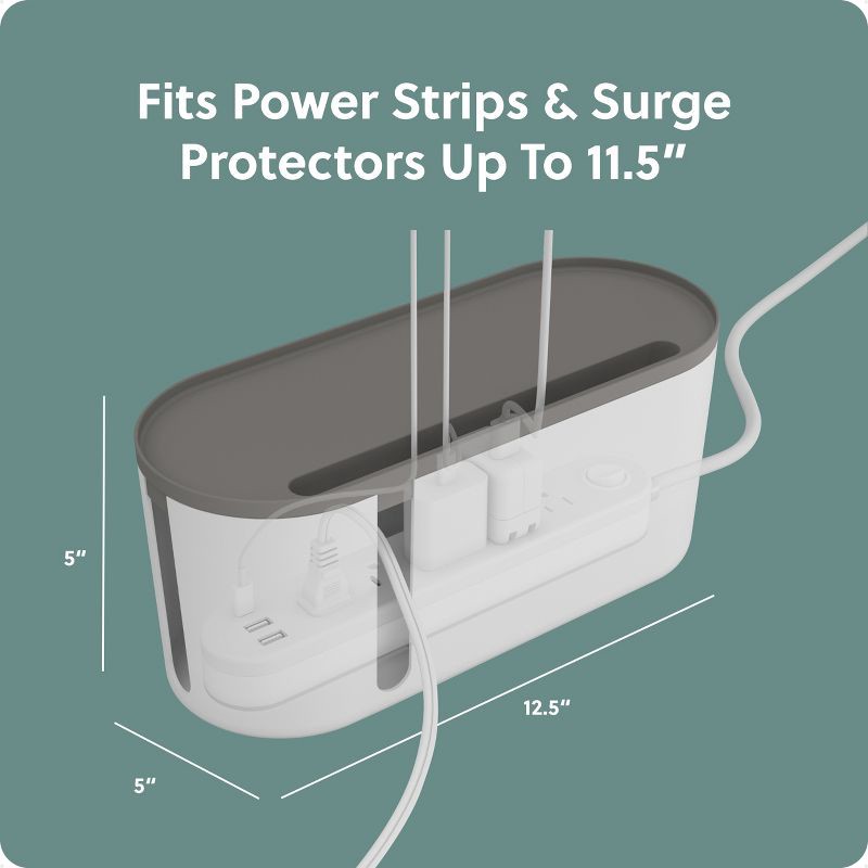 slide 3 of 6, U Brands Desktop Cable Storage Box White/Charcoal, 1 ct