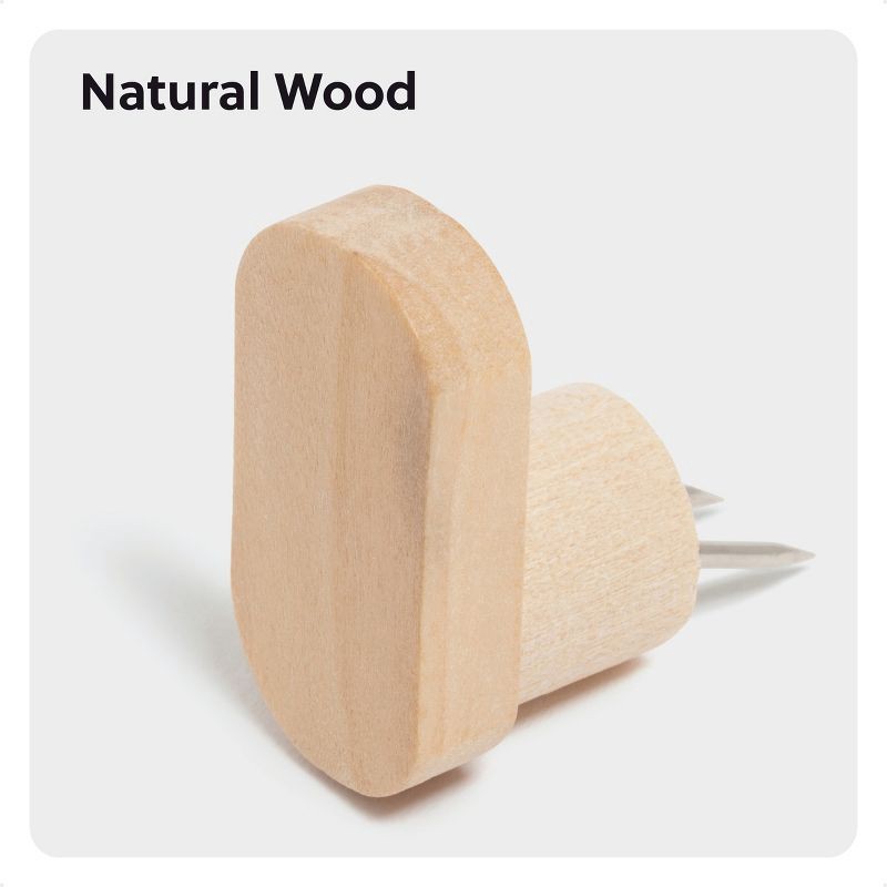 slide 4 of 6, U Brands 6ct Wood Hook Push Pins, 6 ct