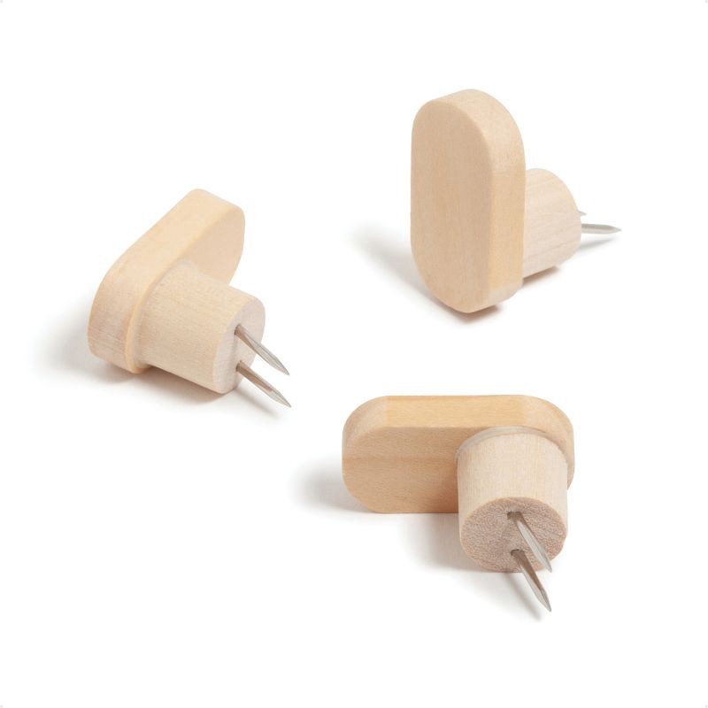 slide 1 of 6, U Brands 6ct Wood Hook Push Pins, 6 ct