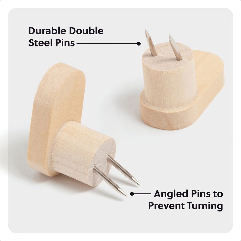 slide 5 of 6, U Brands 6ct Wood Hook Push Pins, 6 ct