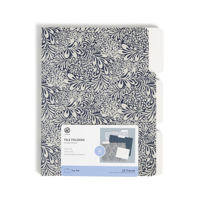 slide 3 of 6, U Brands 12ct File Folders Ornate Florals, 12 ct