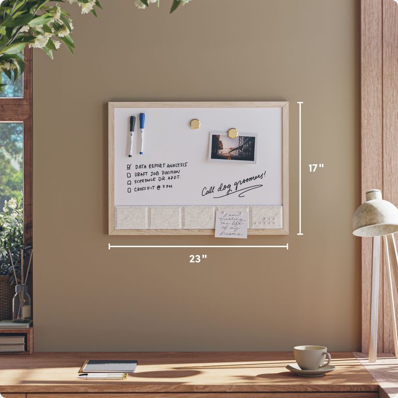 slide 3 of 6, U Brands 17"x23" Thin MDF Frame Dry Erase Combo with Molded Felt Bulletin Value Pack Natural/Beige, 1 ct