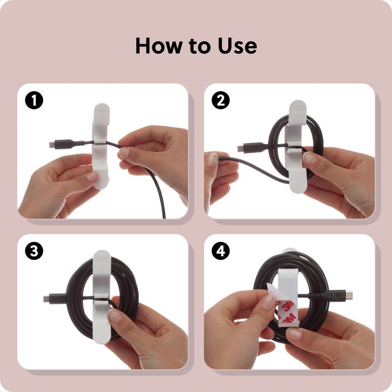 slide 6 of 6, U Brands 3ct Cable Wrap Hooks White, 3 ct