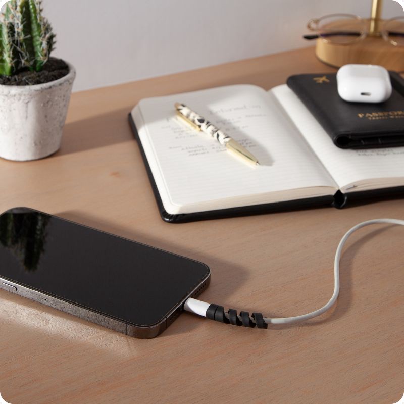 slide 2 of 6, U Brands 10ct Silicone Cord Protectors Black/White, 10 ct