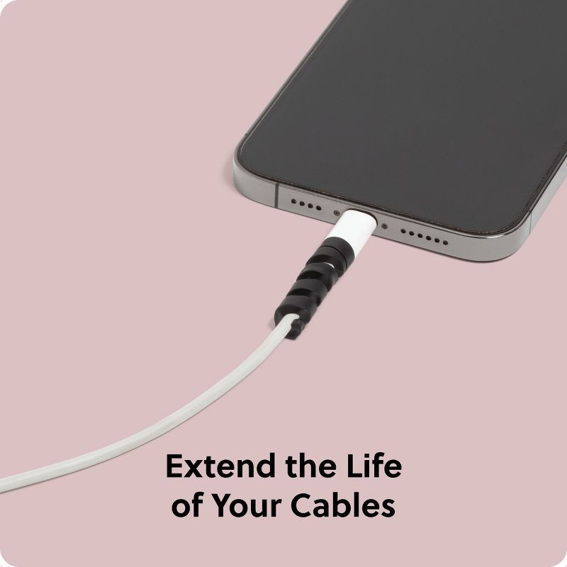 slide 4 of 6, U Brands 10ct Silicone Cord Protectors Black/White, 10 ct