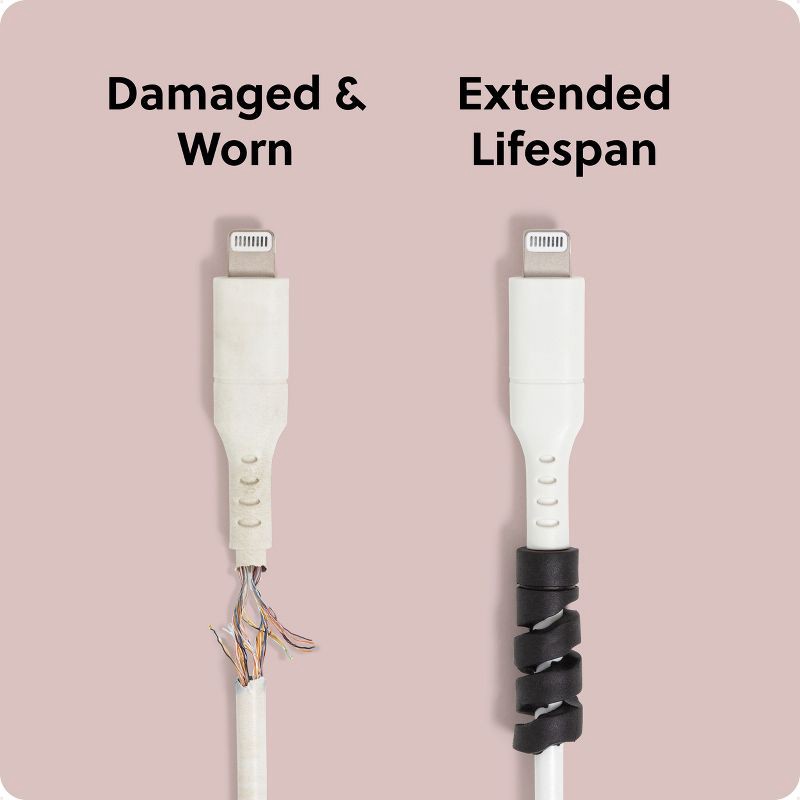 slide 6 of 6, U Brands 10ct Silicone Cord Protectors Black/White, 10 ct