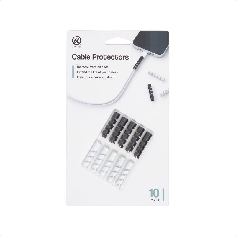 slide 1 of 6, U Brands 10ct Silicone Cord Protectors Black/White, 10 ct