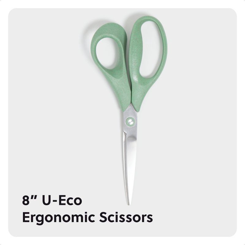 slide 3 of 6, U Brands 8" U-Eco Stainless Steel Ergonomic Scissors Grass, 1 ct