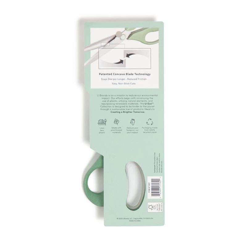 slide 4 of 6, U Brands 8" U-Eco Stainless Steel Ergonomic Scissors Grass, 1 ct