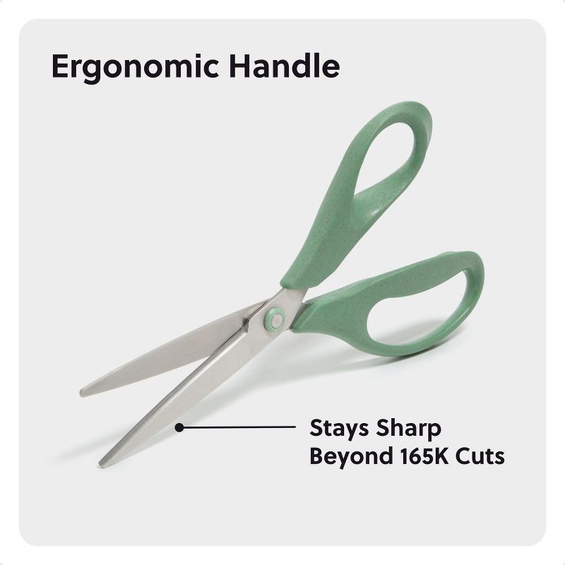 slide 5 of 6, U Brands 8" U-Eco Stainless Steel Ergonomic Scissors Grass, 1 ct