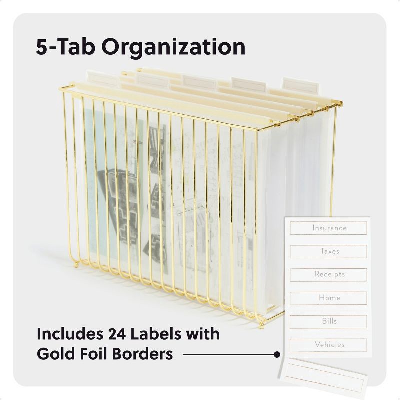 slide 5 of 6, U Brands 5ct Frosted Poly Hanging File Folder with Gold Rods, 5 ct