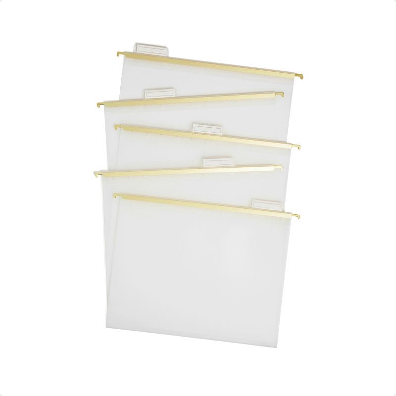 slide 1 of 6, U Brands 5ct Frosted Poly Hanging File Folder with Gold Rods, 5 ct