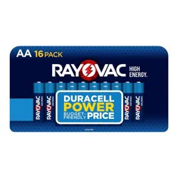Rayovac High Energy AA Batteries 16pk - Alkaline Battery: Single-Use, 1.5V, Household Batteries