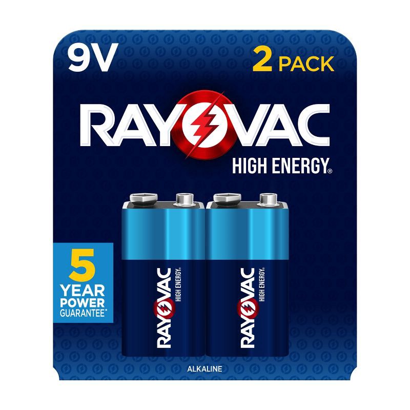 slide 1 of 6, Rayovac High Energy 9V Batteries 2pk - Alkaline Battery: Household Power Source, 2 ct