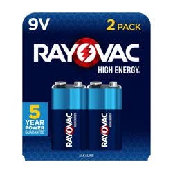 Rayovac High Energy 9V Batteries 2pk - Alkaline Battery: Household Power Source