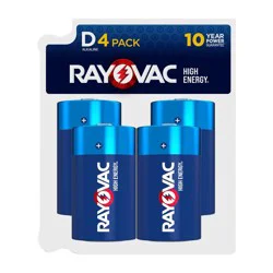 Rayovac High Energy D Batteries 4pk - Alkaline Battery: Household Single-Use