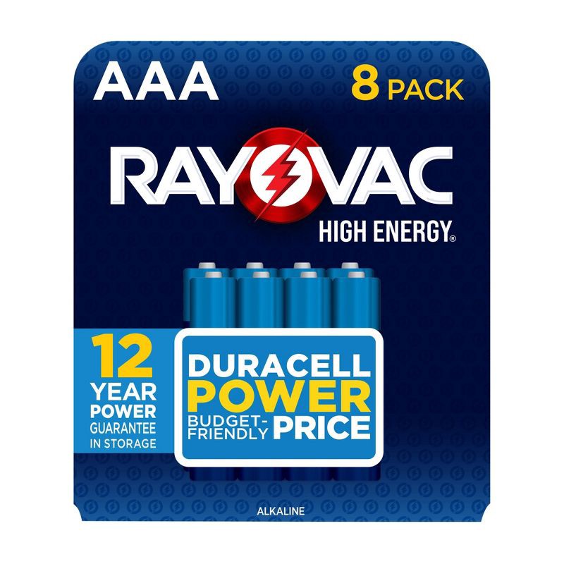 slide 1 of 8, Rayovac High Energy AAA Batteries 8pk - Alkaline Battery: Single-Use, 1.5V, 11g, 8 ct, 11 gram