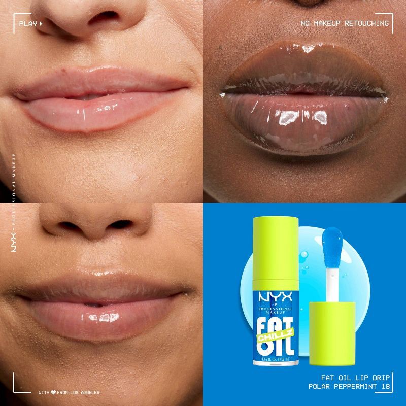 slide 3 of 8, NYX Professional Makeup Fat Oil Lip Drip Lip Gloss - Polar Peppermint - 0.16 fl oz, 0.16 fl oz