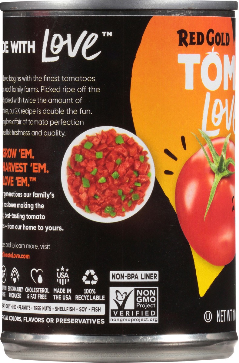 slide 7 of 9, Red Gold Tomato Love Diced Tomatoes And Green Chilies, 10 oz