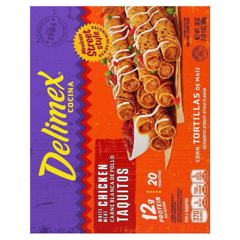 slide 10 of 10, Delimex Chicken Corn Taquitos Frozen Snacks - 1.25lb/20ct, 1.25 lb, 20 ct