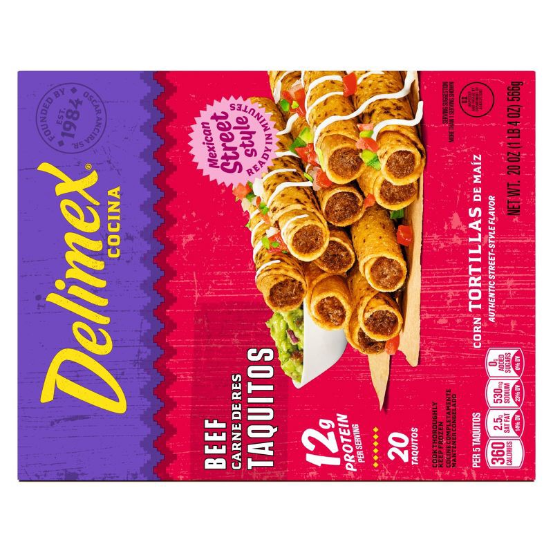 slide 9 of 11, Delimex Beef Corn Taquitos Frozen Snacks - 1.25lb/20ct, 1.25 lb, 20 ct