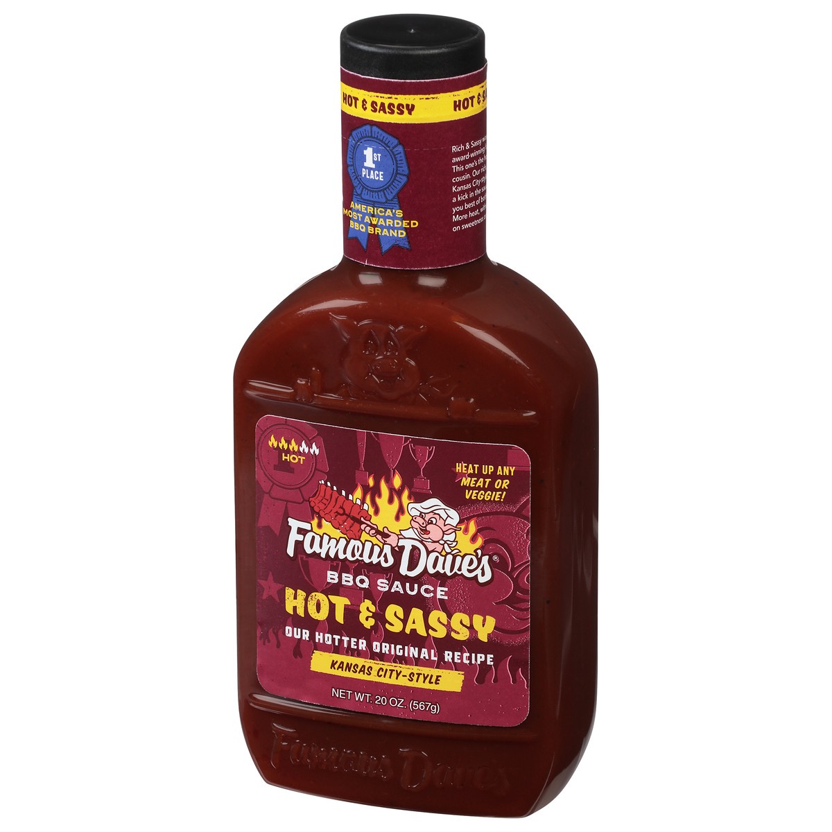 slide 12 of 14, Famous Dave's Hot & Sassy Bbq Sauce - 20 oz, 20 oz