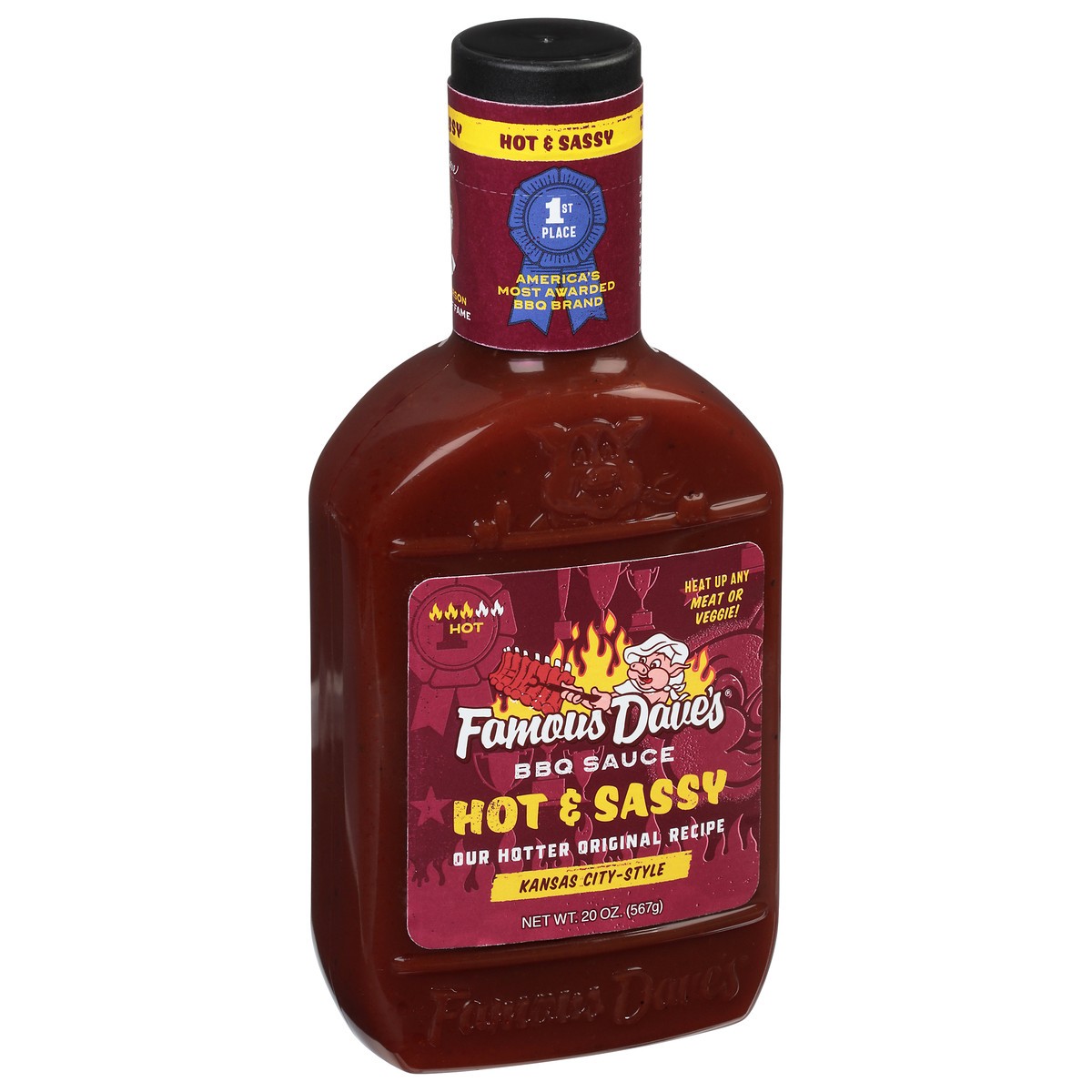 slide 9 of 14, Famous Dave's Hot & Sassy Bbq Sauce - 20 oz, 20 oz