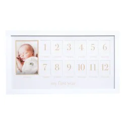 Pearhead First Year Frame - White: Multiple Image, Horizontal Orientation, Wall Mount, Holds 13 Photos