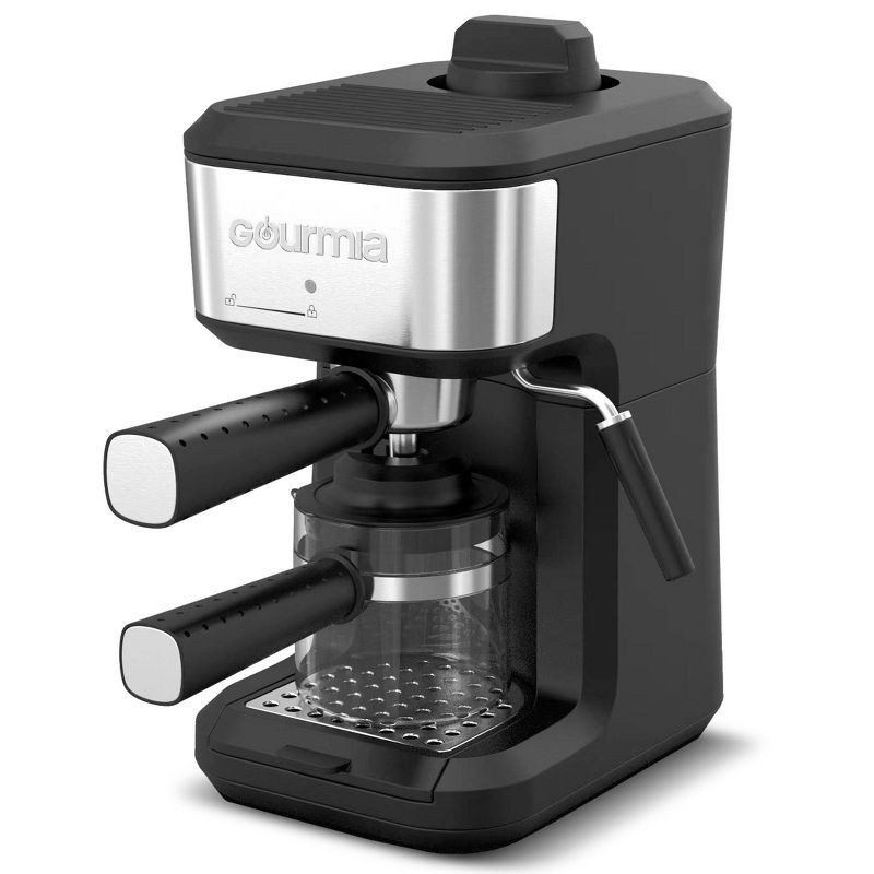 slide 6 of 6, Gourmia 4 Shot Steam Espresso Maker with Frothing Wand Black/Stainless Steel Finish, 1 ct