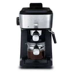 Gourmia 4 Shot Steam Espresso Maker with Frothing Wand Black/Stainless Steel Finish