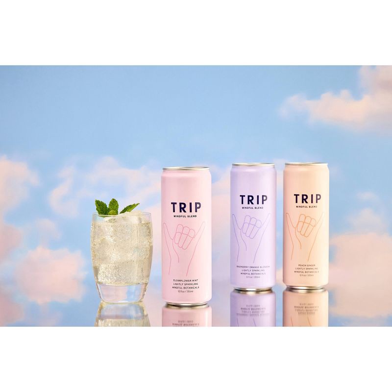 slide 7 of 9, Trip Mindful Blend Peach Ginger Lightly Sparkling Botanical - 12 fl oz Can, 12 fl oz