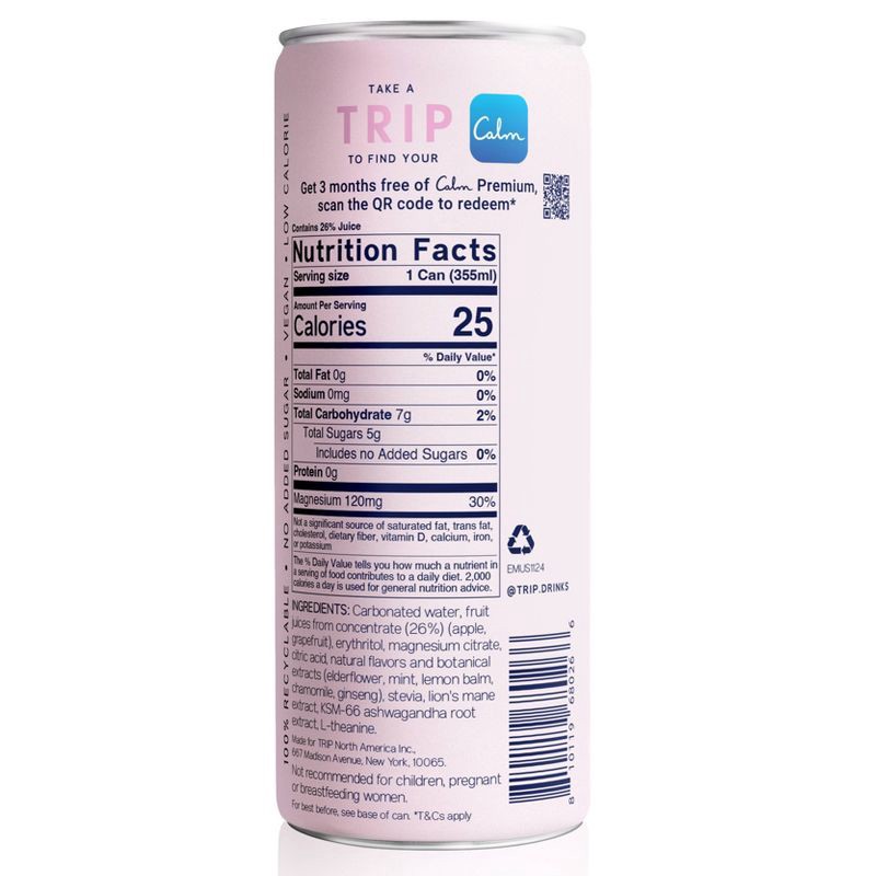 slide 5 of 8, Trip Mindful Blend Elderflower Mint Lightly Sparkling Botanical - 12 fl oz Can, 12 fl oz