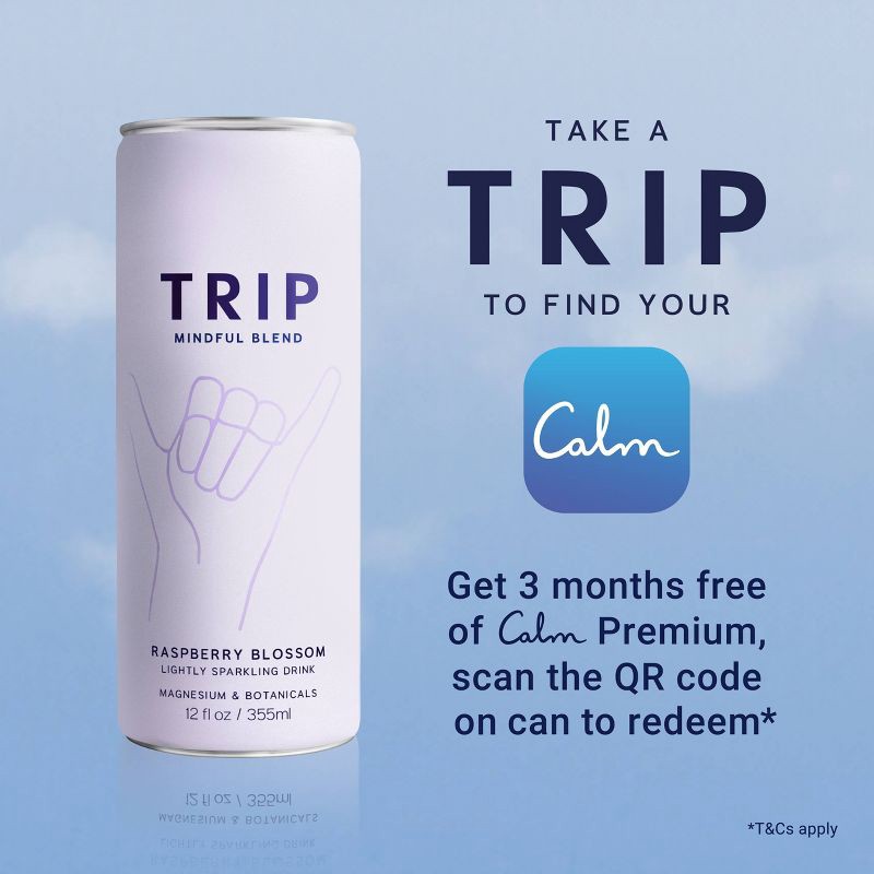 slide 3 of 8, Trip Mindful Blend Raspberry Orange Blossom Lightly Sparkling Botanical - 12 fl oz Can, 12 fl oz