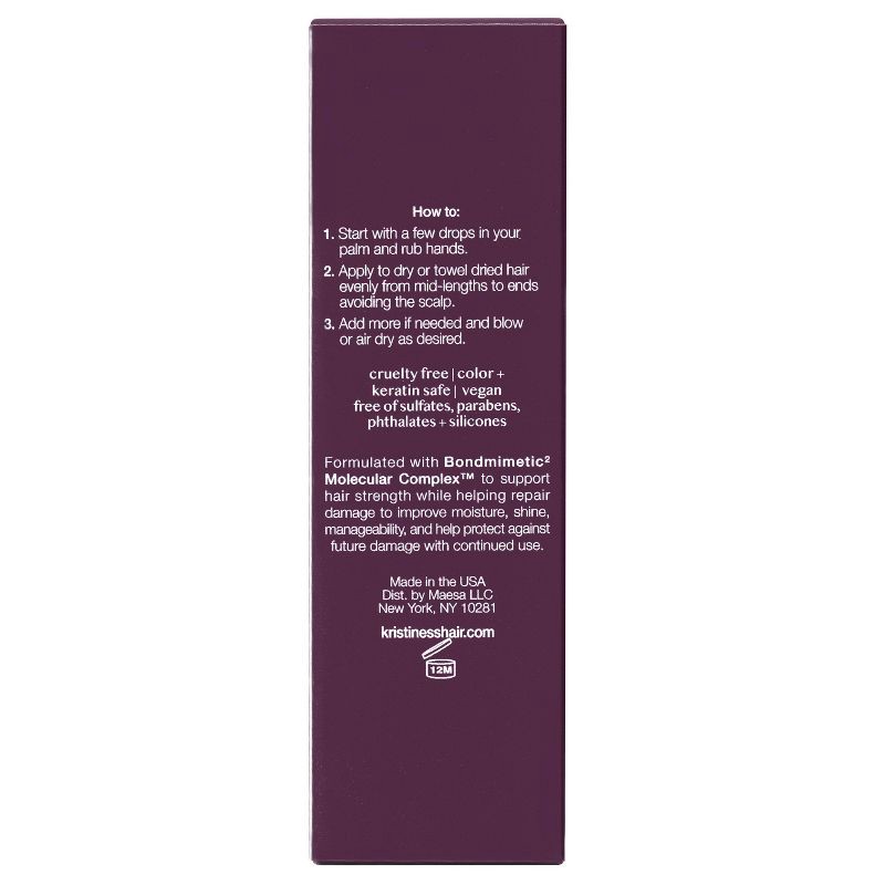 slide 19 of 19, Kristin Ess + Hair Serum for Frizz & Damaged Hair - Peptide Bond Repair with Heat Protectant - 1.7 fl oz, 1.7 fl oz