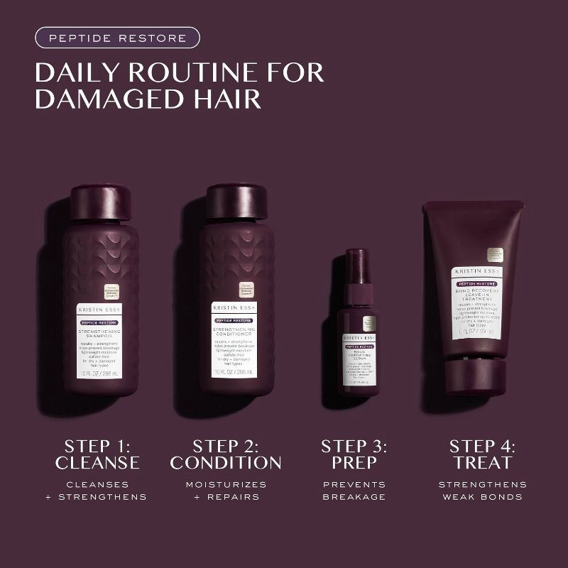 slide 11 of 19, Kristin Ess + Hair Serum for Frizz & Damaged Hair - Peptide Bond Repair with Heat Protectant - 1.7 fl oz, 1.7 fl oz