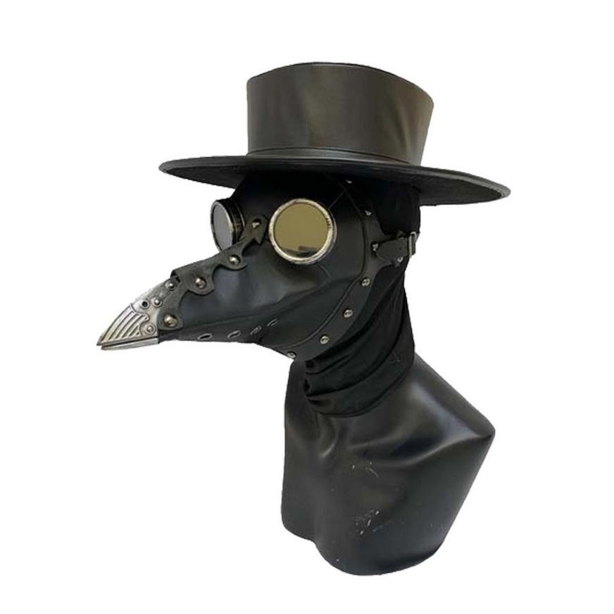slide 1 of 1, Party City Black Faux Leather Plague Doctor Mask with Goggles, 1 ct