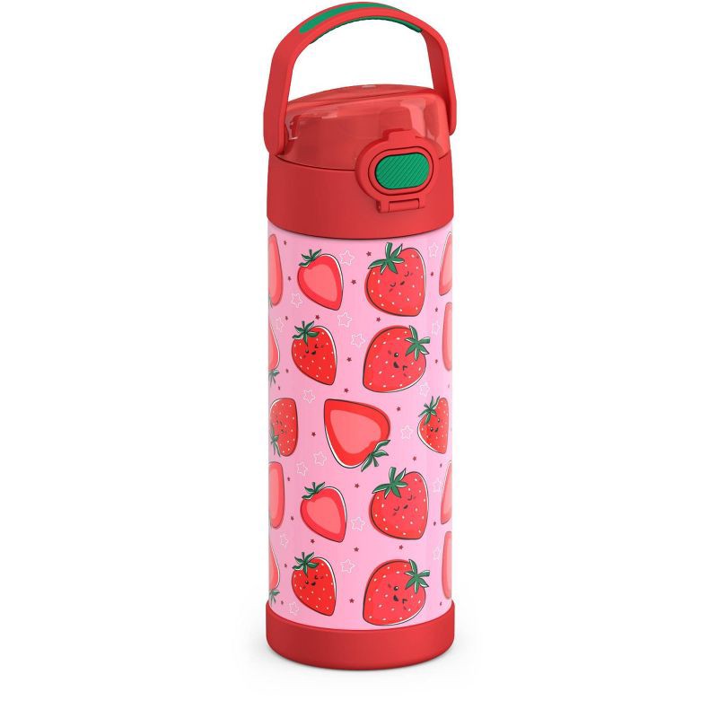 slide 3 of 8, Thermos 16oz Stainless Steel FUNtainer Water Bottle with Bail Handle - Strawberry Smiles, 16 oz