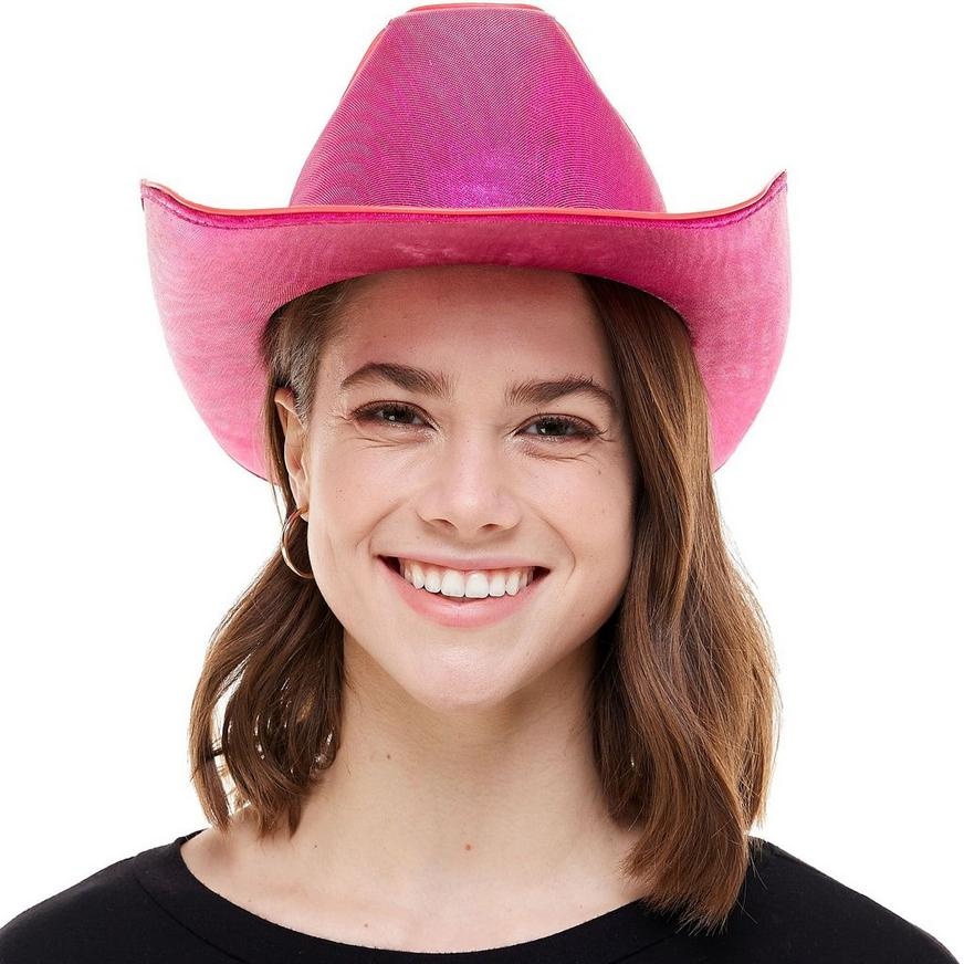 slide 1 of 1, Party City Pink Light Up Cowboy Hat, 1 ct