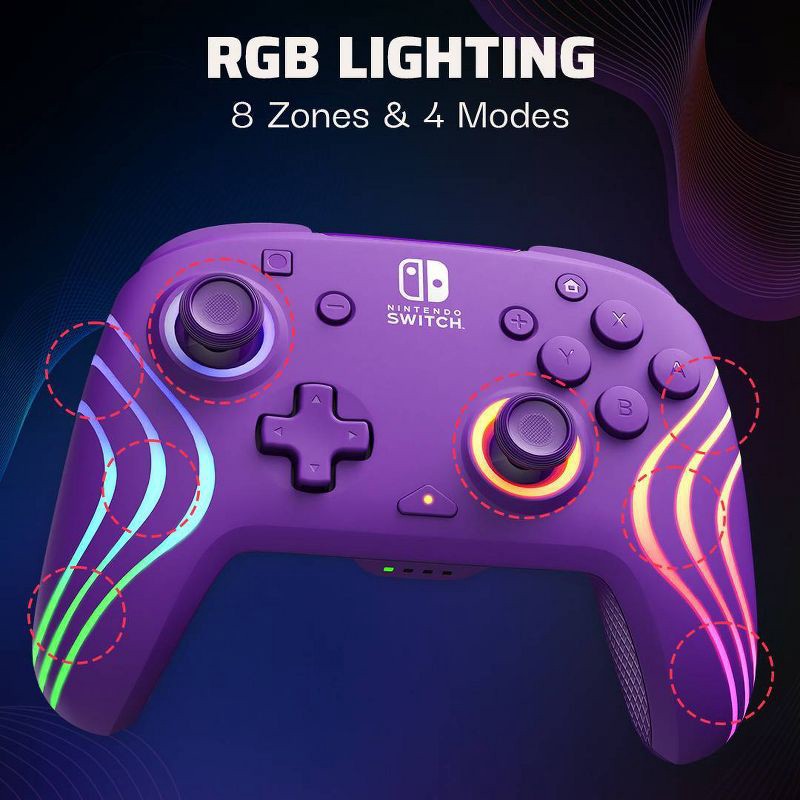 slide 2 of 15, PDP Afterglow Wave Wireless Motion Plus Nintendo Switch Controller Purple, 1 ct