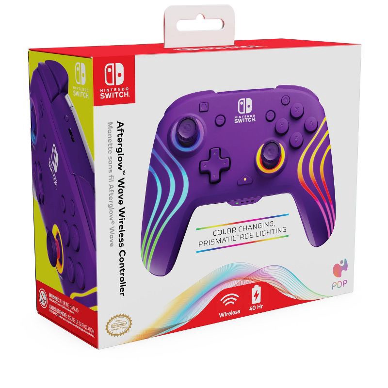 slide 15 of 15, PDP Afterglow Wave Wireless Motion Plus Nintendo Switch Controller Purple, 1 ct