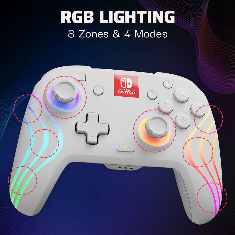 slide 2 of 13, PDP Afterglow Wave Wireless Motion Plus Nintendo Switch Controller White: Ergonomic, Bluetooth, Rechargeable, 1 ct